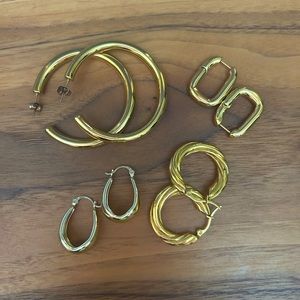 Set of 4 gold plated/filled hoops